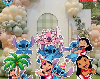 Lilo and Stitch Cutouts: Luau Birthday Party Decorations (Digital Download)