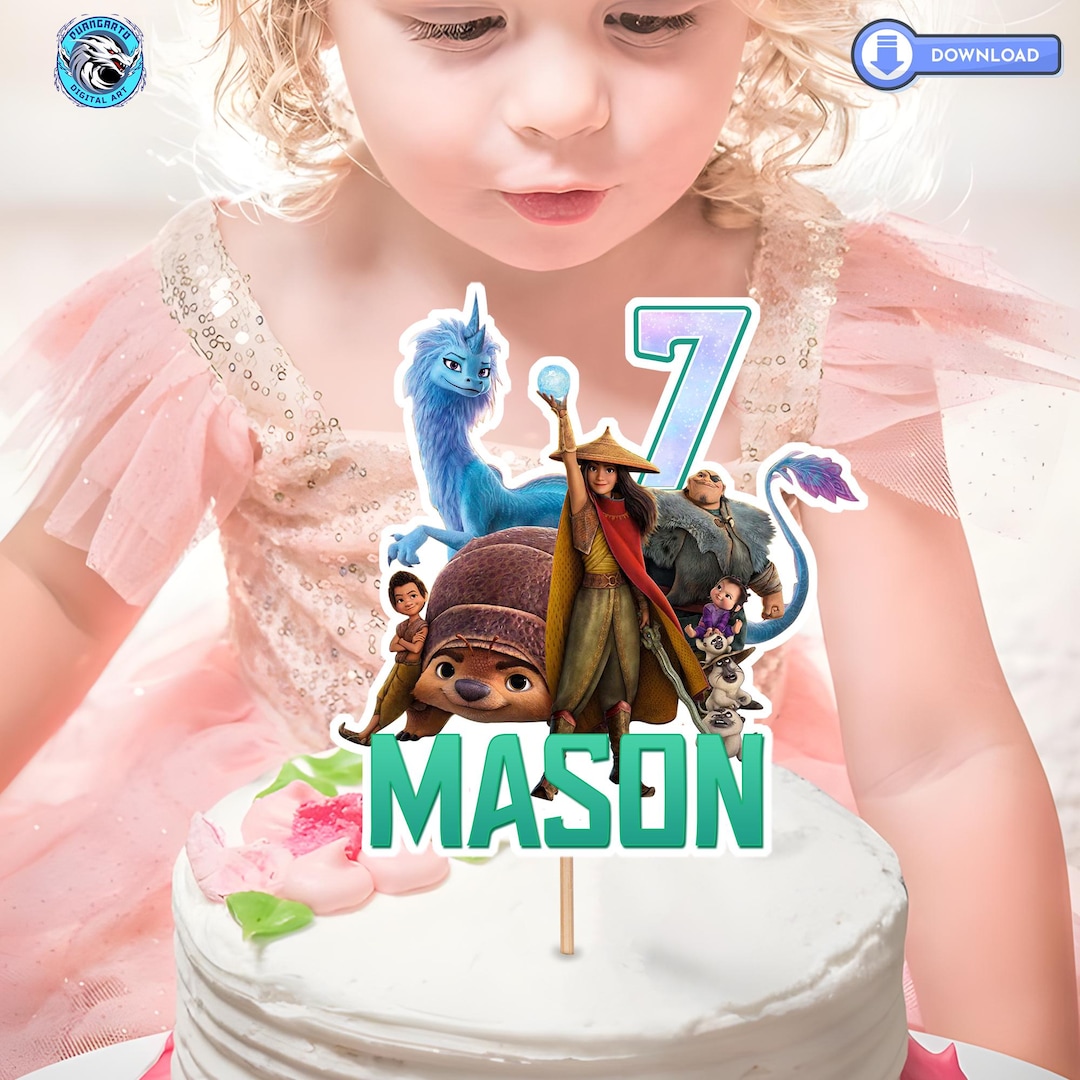 Raya and the Last Dragon Cake Topper Digital, Raya Birthday Party Decor