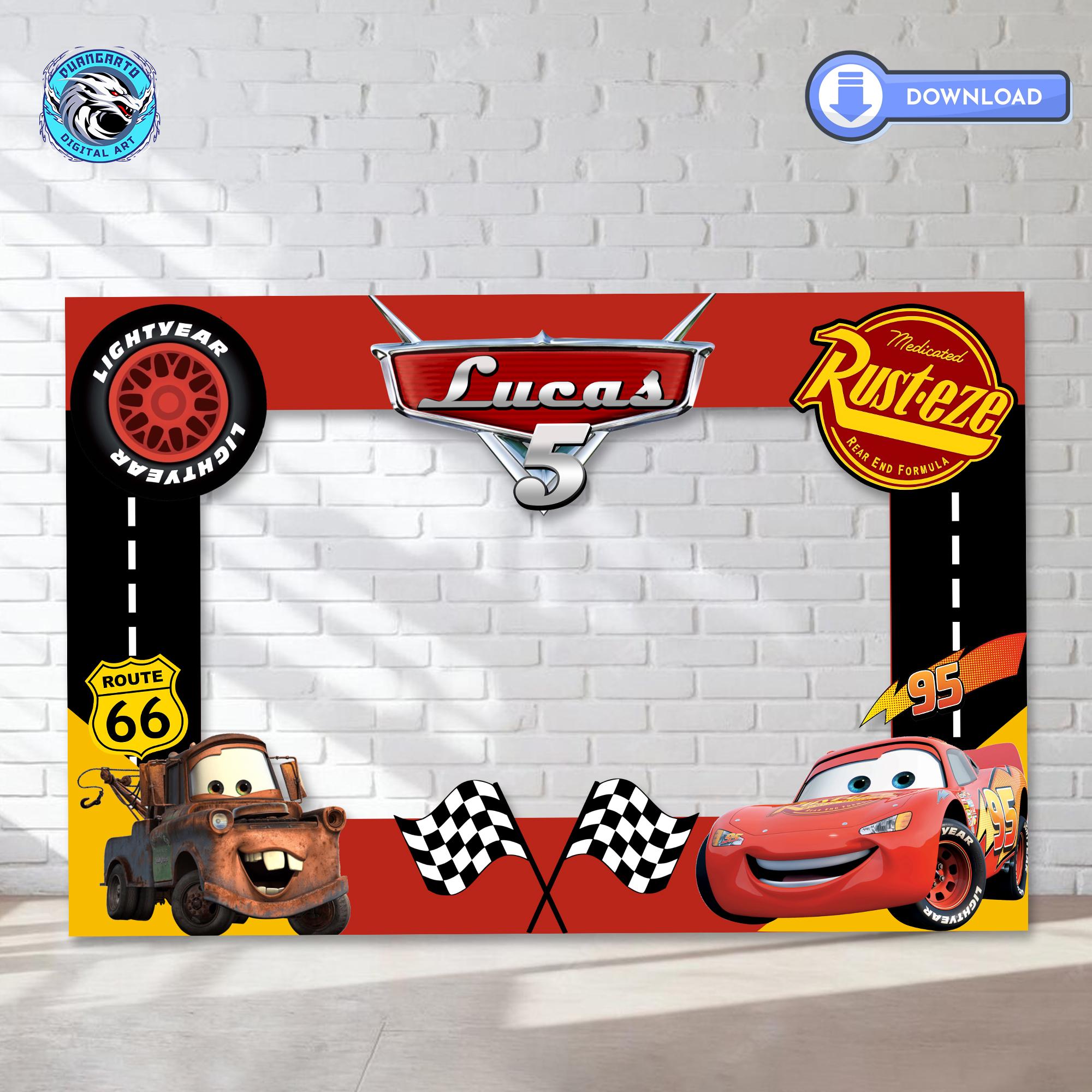 Disney Cars Photo Booth Frame, Personalized Birthday Digital