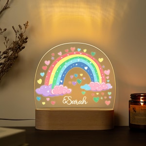 Personalized Rainbow Night Light,Cute Baby Girl Night Light,9 Cute Rainbow Night Light Designs,Personalized Night Light,Baby Baptism Gift