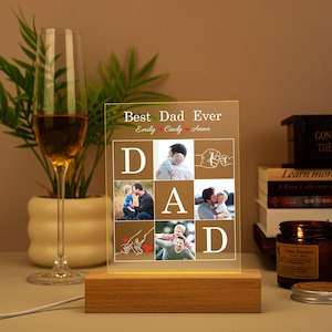 Personalized Best Dad Ever Photo Night Light, Fathers Day Gifts, Gifts for Husband, Bedroom Night Light, Gift for Dad, Custom Name Light