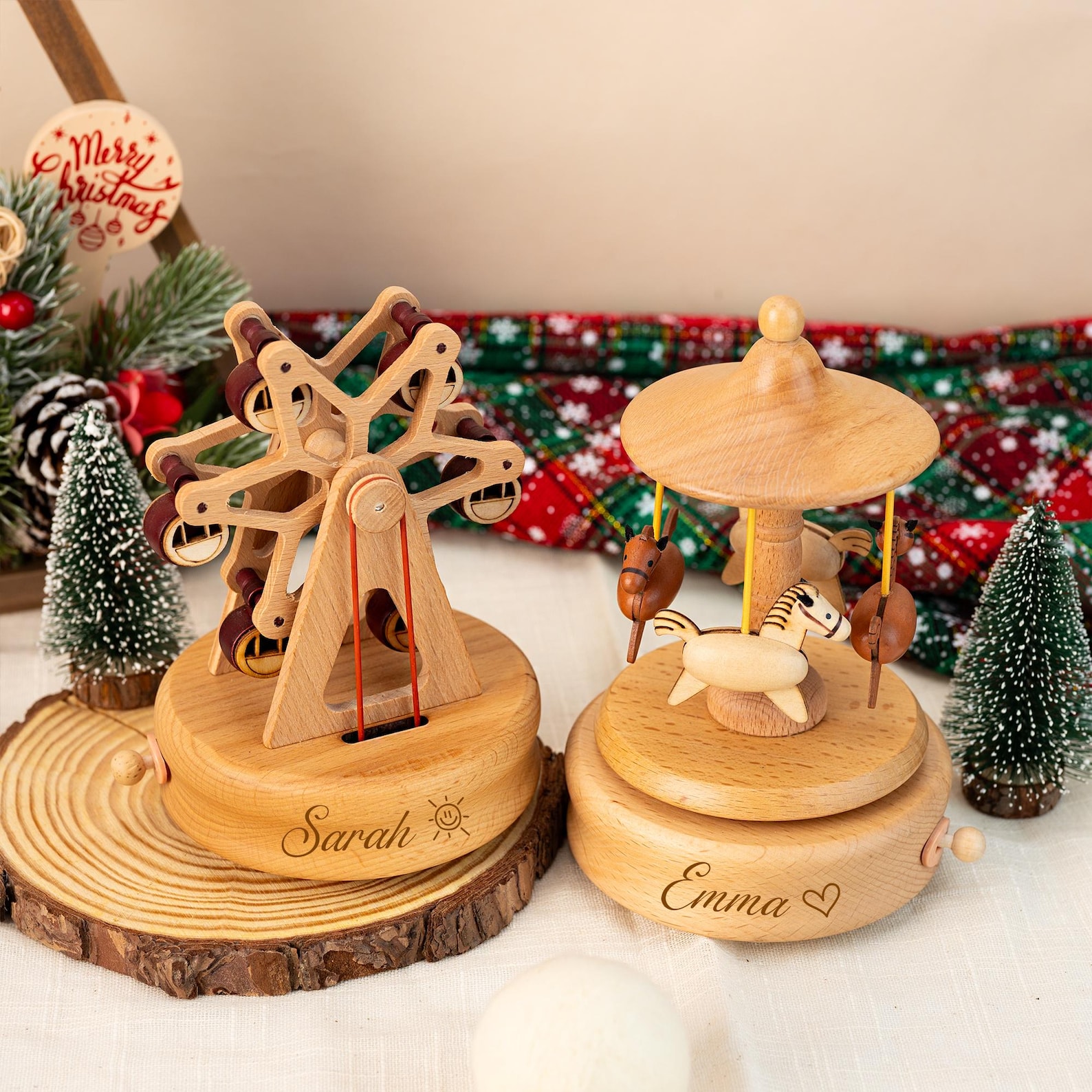 Christmas Music Box, Kids Birthday Gift, Baby Shower Gift, Engraved