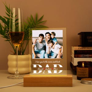 Personalized Photo Night Light, Fathers Day Gifts, Personalized Gifts, Bedroom Night Light, Gift for Dad, Best Dad Ever, Custom Name Light