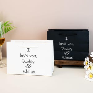 Sacola de presente personalizada para o Dia dos Pais - Presente exclusivo para padrasto, Primeiro Dia dos Pais, Presente de pai e filha, Presente personalizado para pai