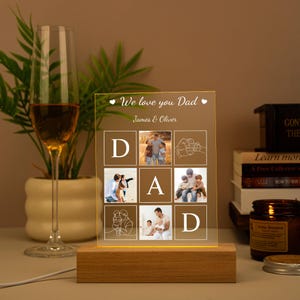 Personalized Photo Night Light, Fathers Day Gifts, Personalized Gifts, Bedroom Night Light, Gift for Dad, Best Dad Ever, Custom Name Light