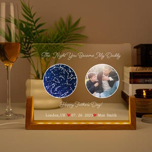 Father Night Light,Father's Day Gift,Photo Plaque Gift for Dad,Dad Gifts,Best Dad Ever,Birthday Gifts for Dad,Room Decor,Custom Name Light