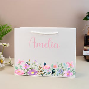 Bridesmaid Gift bag-Personalised Wedding Gift Bag-Birthday Gift Bag-Bridesmaid Proposal - Bridesmaid Gifts-Spring Flowers- Party Favour Bag