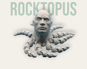 3D Printed Rocktopus Sculpture: Dwayne Johnson Octopus Mashup