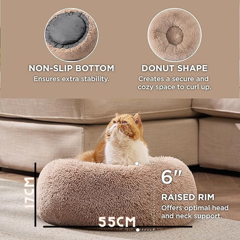 Picture of Bedsure Calming Cat Beds for Indoor Cats Cat Bed Washable 20 Inch, Non ...