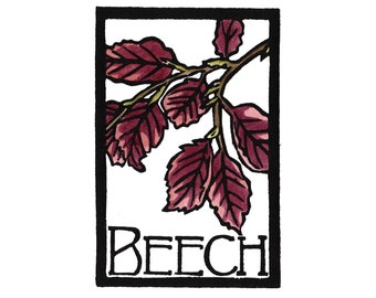 Beech- Block Print Original- GRATUIT SHIPPING