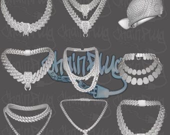 Más de 70 plantillas de modelos de cadena raras / Bajo poli / Alta calidad / Exclusivas de conectores de cadena