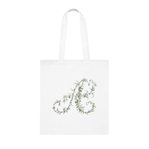 Bolsa de algodón con letras botánicas (verde salvia)