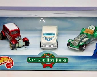 2000 Hot Wheels Vintage Hot Rod Set de 3 autos Edición limitada - Vacaciones - ¡Nuevo en caja! ¡Raro!