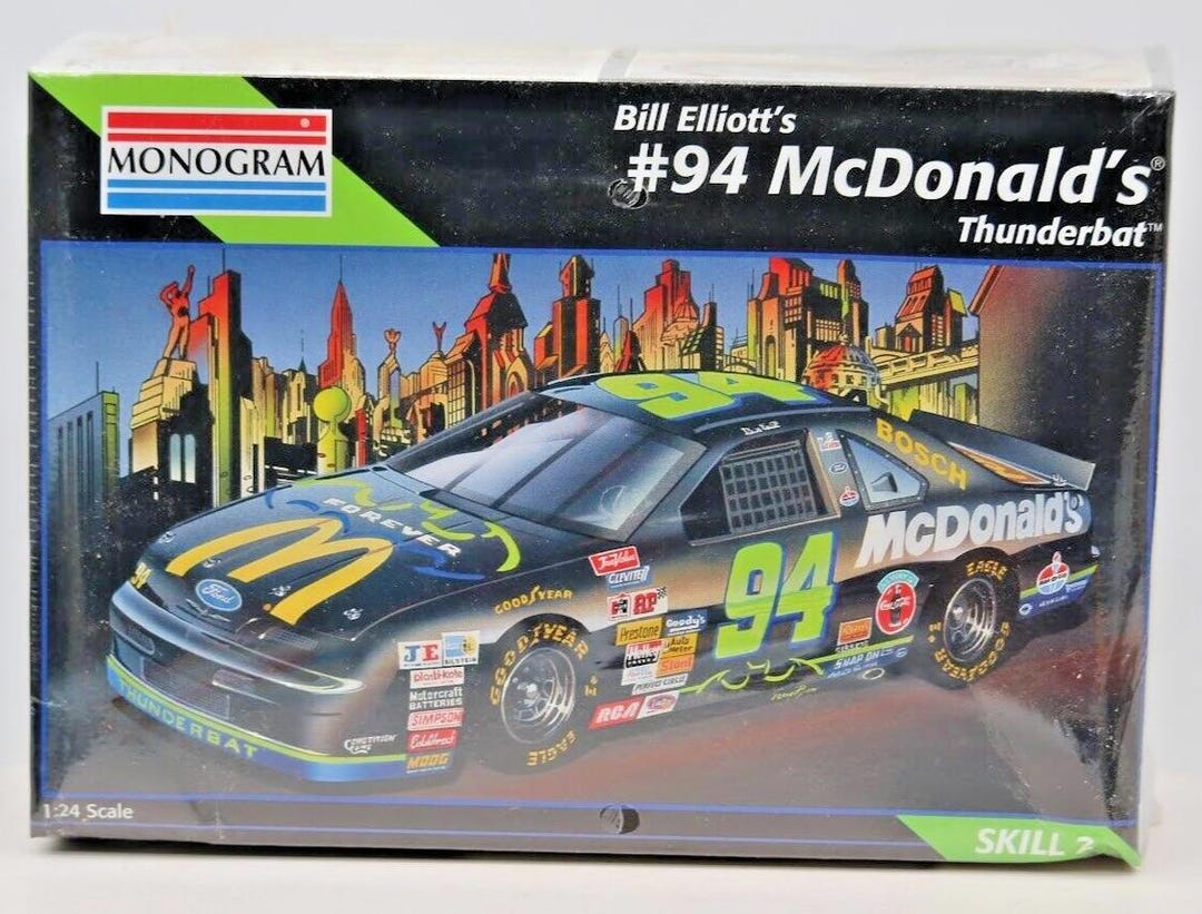 Monogram Bill Elliot #94 Mcdonald's Thunderbat 1:24 Model Kit #2469 ...