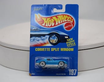 1995 Hot Wheels Mainline #197 &#39;63 Corvette Split Window Blue BW 1/64 1:64 Scale