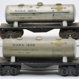 Lot of 2 LIONEL Pre War SUNOCO SUNX 1680 Tank Car Tinplate O Gauge 1933-42