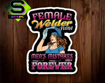 Female Welder, Vinyl Decal Sticker