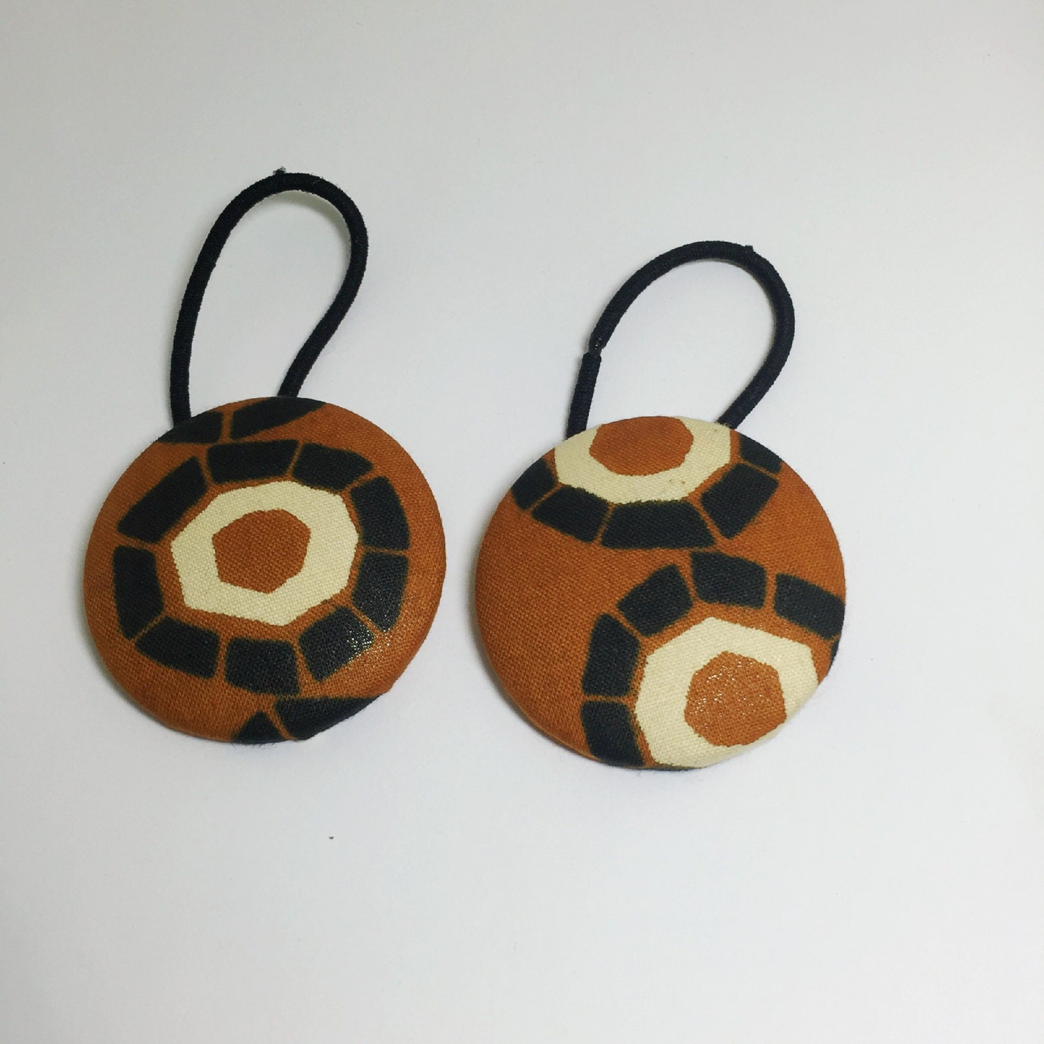 Ankara Fabric Hair Ties Fabric Covered Button For Ponytails Pony