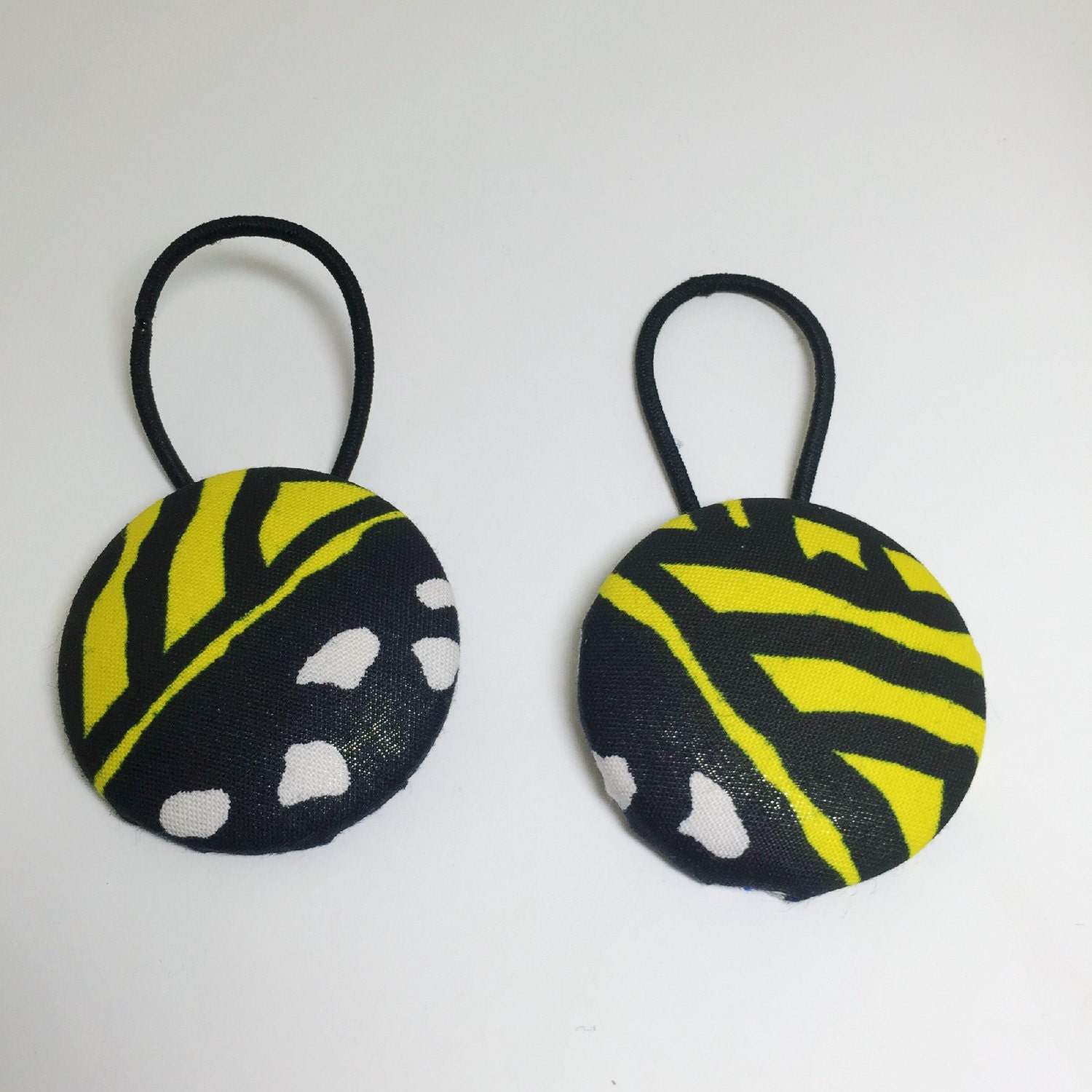 Ankara Fabric Hair Ties Fabric Covered Button For Ponytails Pony