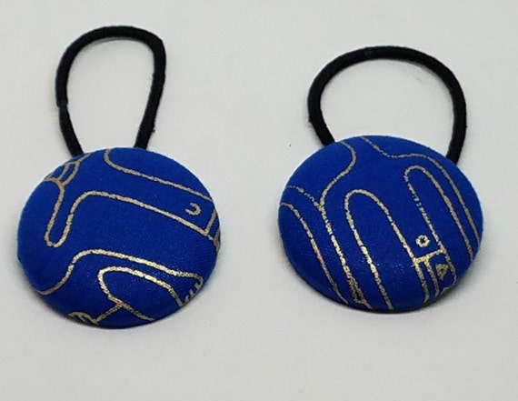 Ankara Fabric Hair Ties Fabric Covered Button For Ponytails Etsy