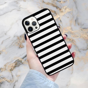 L*a様 ブラック ストライプデザイン iPhoneケース iPhoneケース】 ストラップ LAVENDER BLACK GIRL(ラベンダー