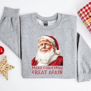 クリスマスを再び素晴らしいものにするトランプクリスマススウェットシャツ、面白いトランプクリスマスセーター、政治的サンタパーカー、MAGAサンタクリスマスギフト