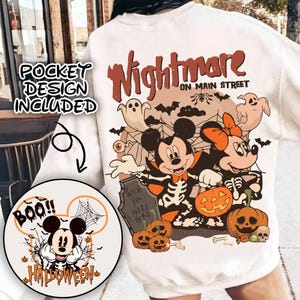Nightmare On Main Street Sweatshirt, Mickey And Minnie Halloween Sweater, Disneyland Trip Sweater, Disney Boo Hoodie, Halloween Gifts