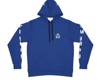 Blue Athletic Hoodie: Recycled Polyester, Black Drawstring