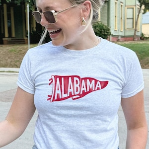 Alabama Football Baby Tee Womens Fitted Shirt Football Fan Apparel Game Day, Saturday Night Lights, Game Day Graphic Tee, Bama Shirt
