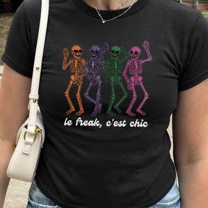 Y2K Halloween Baby Tee: Le Freak Skeleton Crop Top