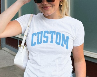 Custom College Gameday Baby Tee: Y2K Fitted Football Shirt