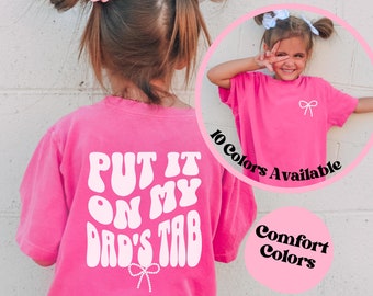 パパの女の子のシャツ、プレッピーなボウ、快適なカラーのTシャツ、パパのタブシャツに着せて、キッズの明るいレトロな女の子のTシャツ