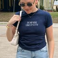 Dump Him Liberal Baby Tee, Progressive Fourth of July, Anti Fourth of July Dump Trump Funny Feminist Graphic Tee, Blue Voter FDT USA Shirt