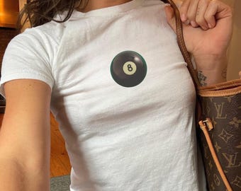 Eight Ball Lucky Girl Shirt St. Patrick's Day Coquette Irish Baby Tee, Lucky Girl Trendy T-shirt for Women Crop Top St Paddys Irish Tee