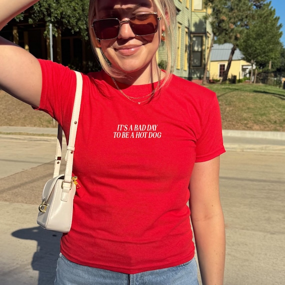 Bad Day to Be a Hot Dog Baby Tee Fourth of July Shirt Trendy Summer Graphic Tee USA Party Shirt Lake Day 4th of July Tee