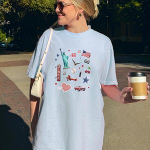 Fourth of July Collage Comfort Colors Tee 4th of July T-Shirt Scrapbook Style USA Graphic Tee Retro Patriotic Shirt Lake Day Outfit y2k
