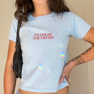 Bad Day to Be a Hot Dog Baby Tee Fourth of July Shirt Trendy Summer Graphic Tee USA Party Shirt Lake Day 4th of July Tee