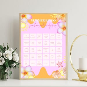 Carte de bingo-test d'été, impression d'affiche, décoration de baguette magique, imprimable