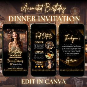 Digital Birthday Dinner Invitation, Digital Birthday Party Invite, Birthday Dinner, Birthday Party, Text Evite, Editable Canva Template