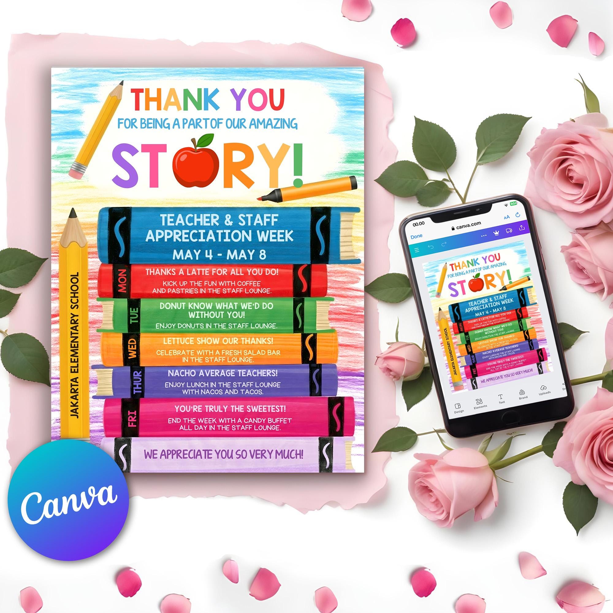 Storybook Weekly Routine Storybook Theme Teacher Appreciation Week Itinerary Flyer, Thanks for ...