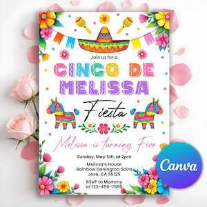 Convite de 5º aniversário de Cinco De Mayo, Convite de festa de Cinco de Mayo, Convite mexicano, Convite de Cinco de Mayo, Convite de festa, Canva editável
