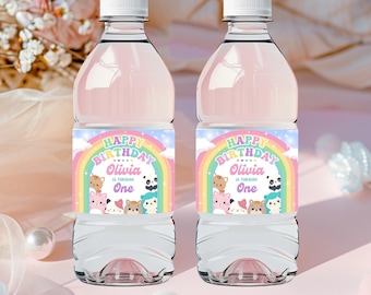 Squishmallow Birthday Water Bottle Label, Squishmallow Bottle Label, Squish Birthday Party, Squishy Party Bottle Juice Label, Editable Canva