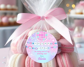 In My Birthday Era Round Labels, Friendship Bracelet Stickers, Teen Birthday Music Party Supplies, Round Thank You Stickers, Editable Canva