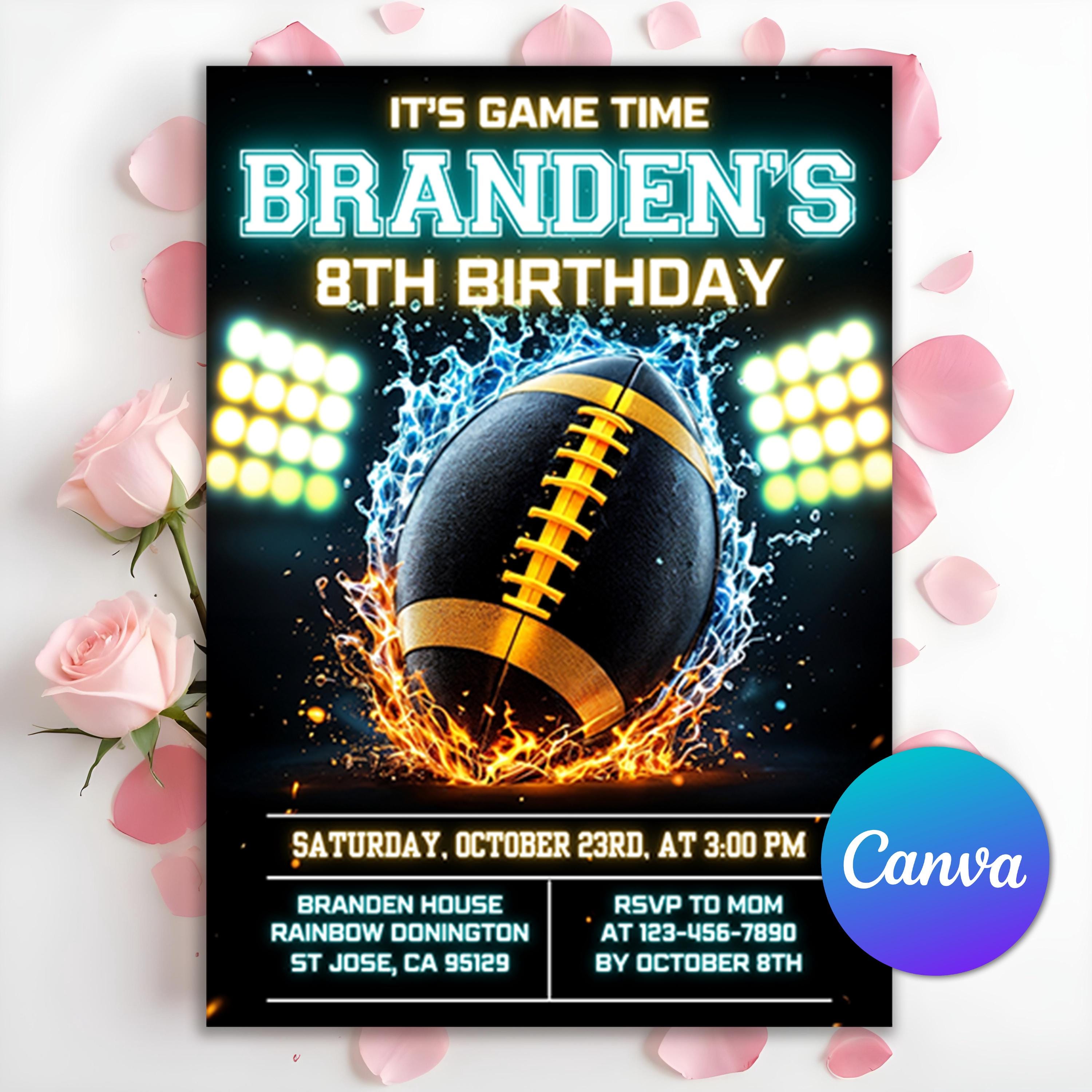 Football Birthday Invitation, Football Game, American Football Invitation,  Touchdown Football Invite, Sports Party, Editable Canva Template - Etsy, image size:3000x3000