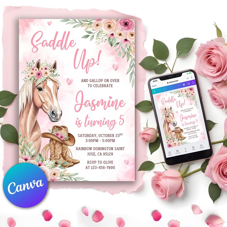 pony birthday invite,COW GIRL INVITE,farm birthday girl,Cowgirl Birthday,white horse invite,blonde horse invite,Cowgirl Invitation,Horse Invitation,Horse Invite,cowgirl party invite,girl farm invitation,floral cowgirl party,pony birthday,floral horse,saddle up,pink rodeo template, pink cowgirl invite, diy nashville party,pony birthday,floral horse,Horse Birthday,floral invitation,cowgirl party,Editable Template,Invitation Template,Digital Invitation
