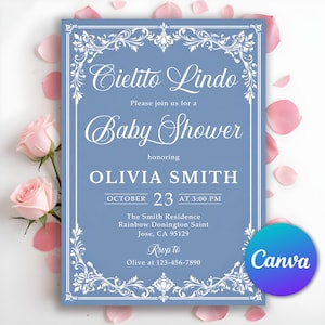 Cielito Lindo Baby Shower Invitation, Papel Picado Baby Sprinkle Invite, Mexican Talavera Theme Baby Shower Invite, Editable Canva Template