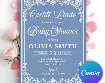 Cielito Lindo Baby Shower Invitation, Papel Picado Baby Sprinkle Invite, Mexican Talavera Theme Baby Shower Invite, Editable Canva Template