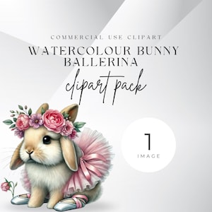 Aquarell Hase Ballerina Clipart, Floral Baby Kaninchen, rosa Tutu Kunst, DIY Kinderzimmer Dekor, süßes Tier druckbare, Tier Kunst Dekor
