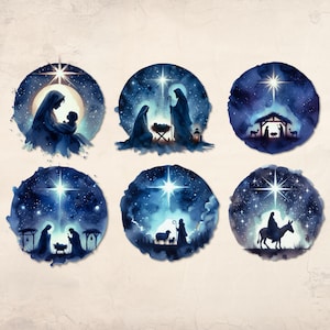 Christmas Nativity Clipart | Christian Digital Art | Bible Journaling Stickers | Instant Download | Printable Ephemera image 3