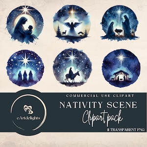 Christmas Nativity Clipart | Christian Digital Art | Bible Journaling Stickers | Instant Download | Printable Ephemera